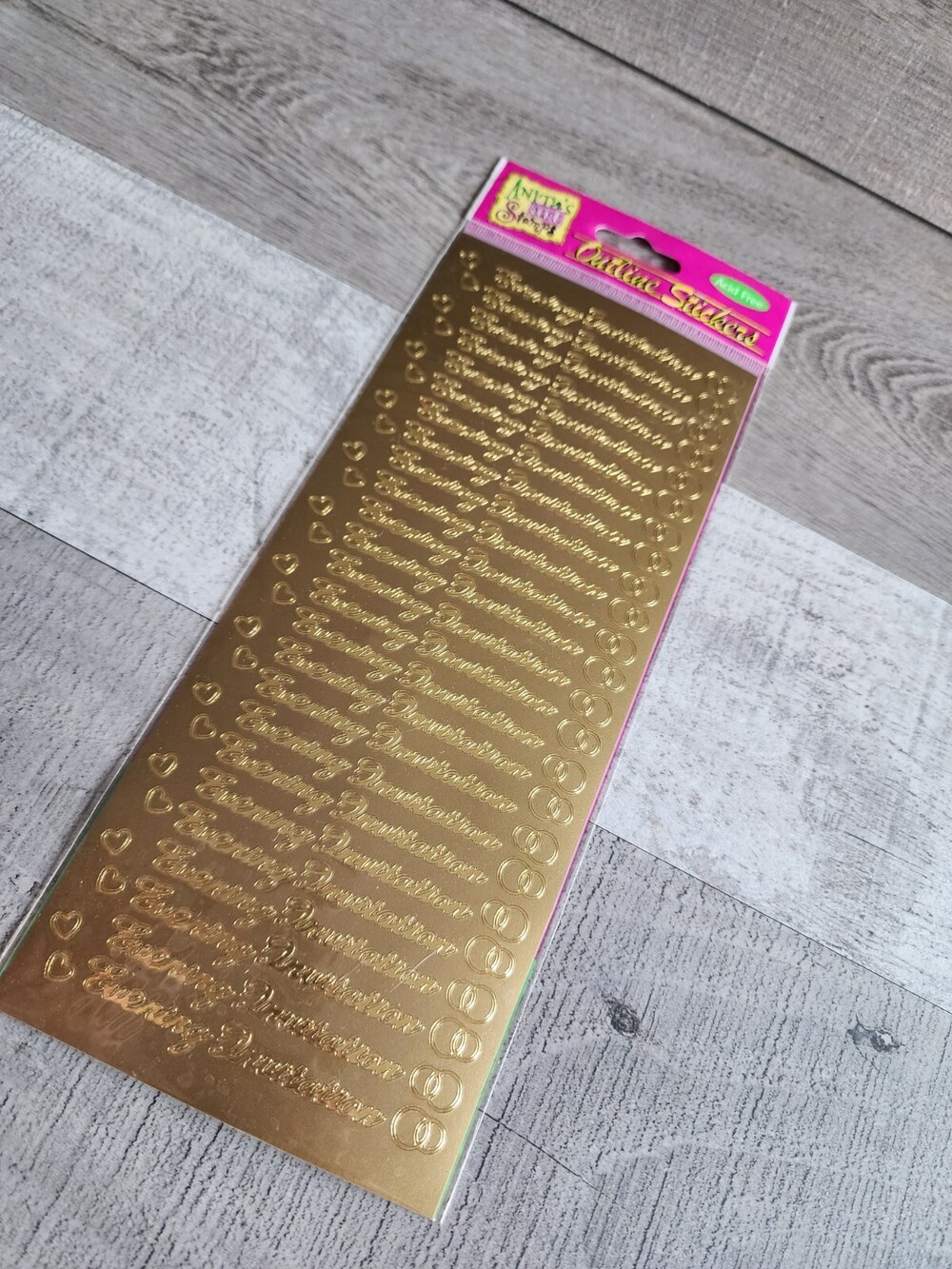 Anitas Art Stamps EVENING INVITATION Outline Stickers Peel Offs Gold New #47